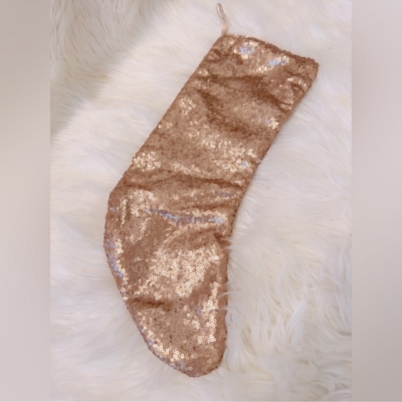 Champagne Blush Rose Gold Sequin Christmas Stocking 18” - Picture 2 of 5